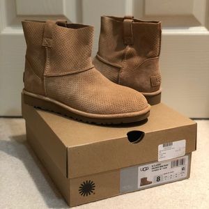 UGG Tan Classic Unlined Mini Perforated Boots